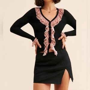 Find Me Now Ammonite Knit Cardigan Ruffle Button Front Sweater XS